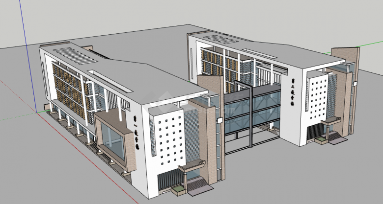 白色高端幼儿园文化建筑SU模型-图一