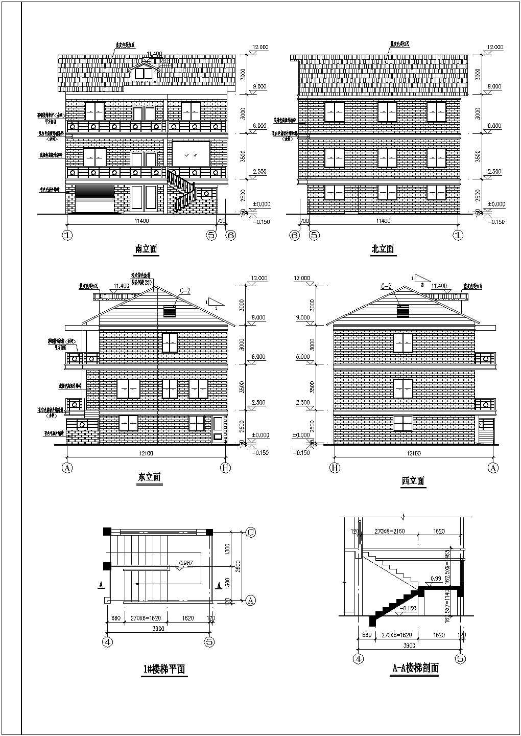 某地三层私人别墅建筑施工图（含结构图）