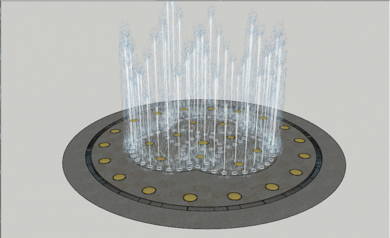 现代圆形金色孔洞旱喷喷泉su模型-图二