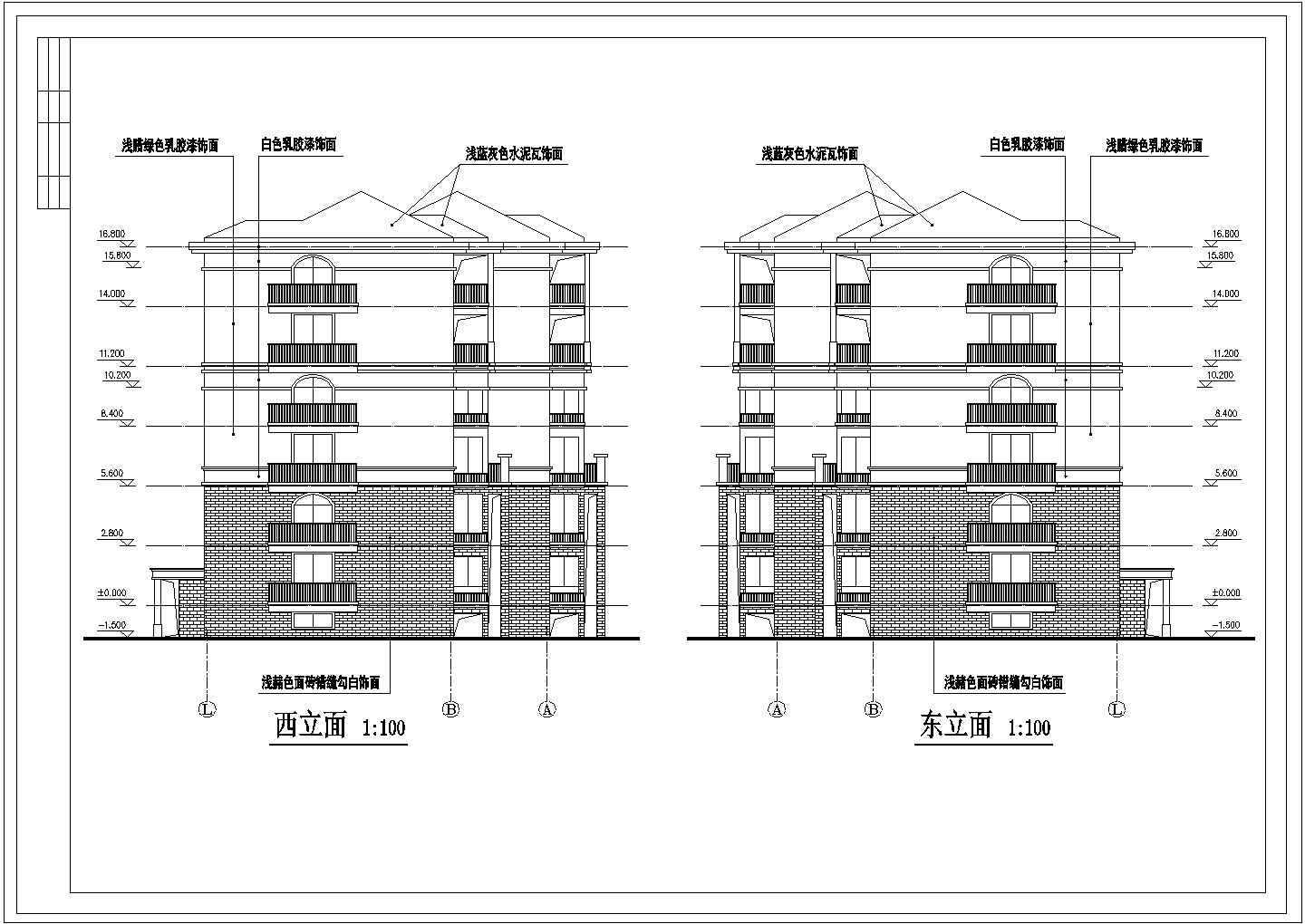 某异形柱框架结构住宅楼全套设计图