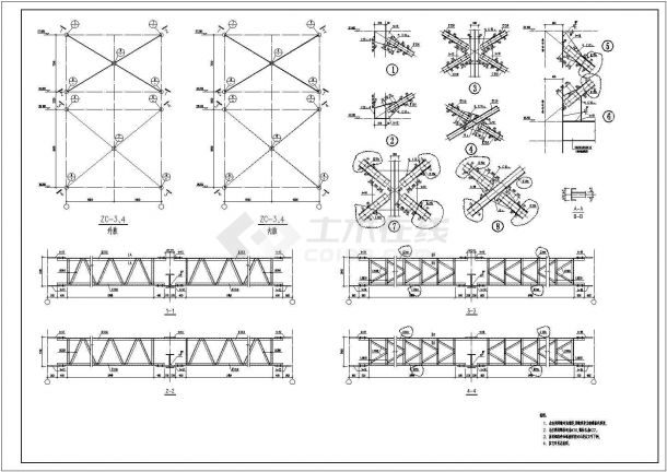 320t（三层吊车）厂房结构施工图-图二