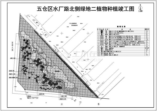 【河北】某游园植物配置竣工图-图一