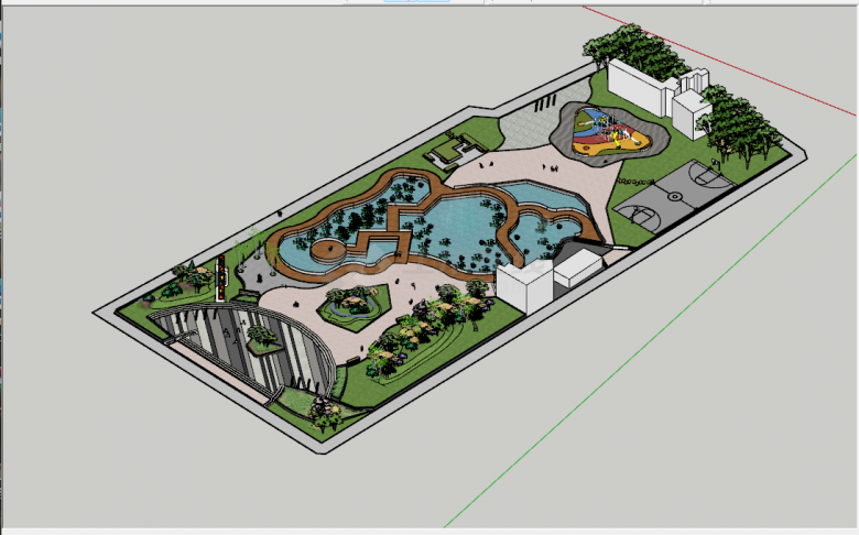大型户外绿植建筑公园景观su模型-图二