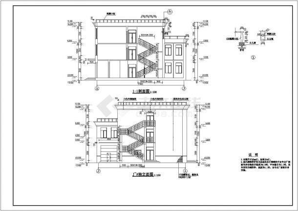 1500平方米三层社区门诊楼建筑施工图纸-图二