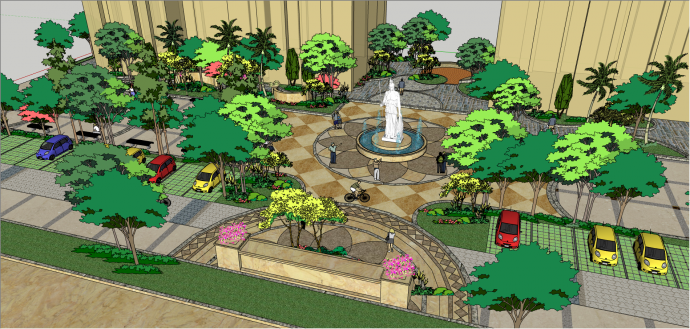 现代公园景观广场su模型_图1
