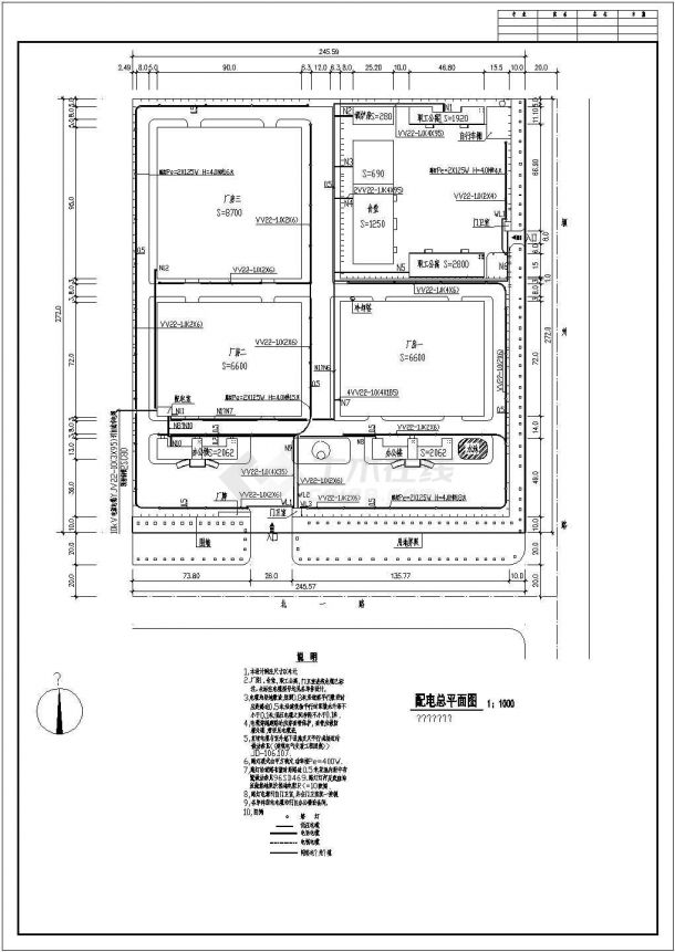 某工业园总平面配电弱电电气平面图-图一