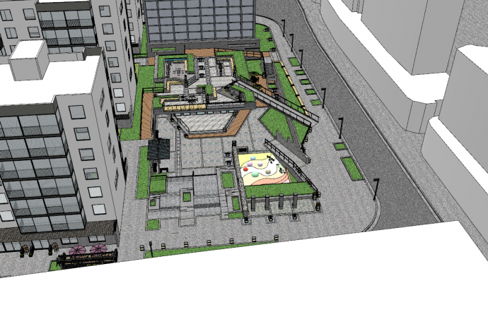 现代大型高端商业小区广场景观su模型_图1