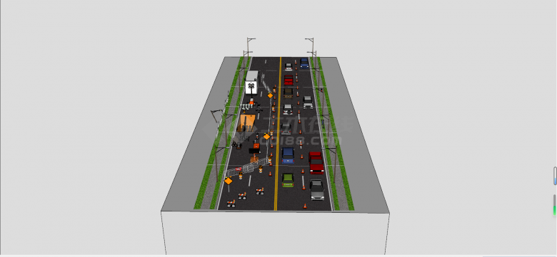 水泥混凝土马路道路建筑SU模型-图二