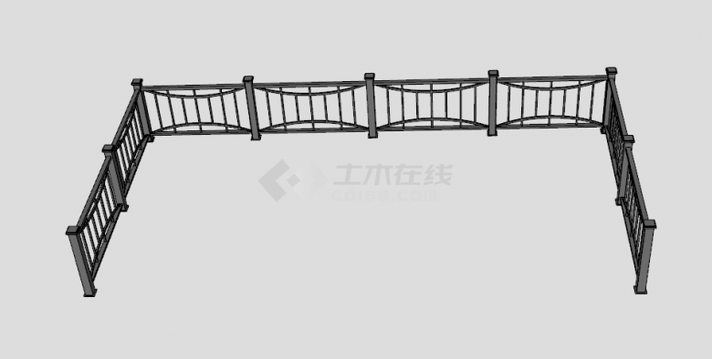 建筑铁艺围栏su模型-图二