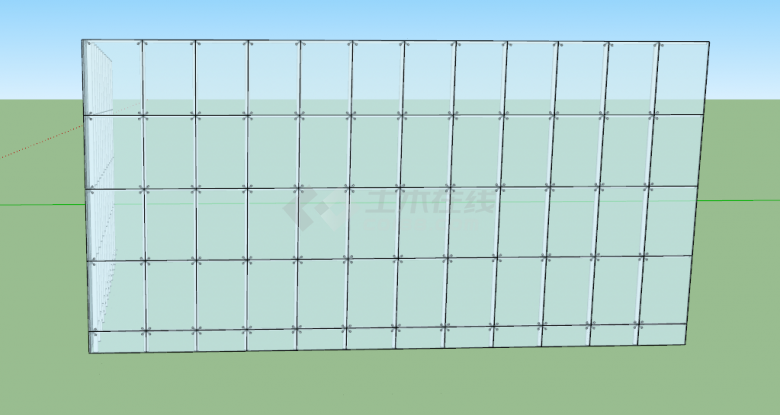 明框玻璃幕墙su模型-图二