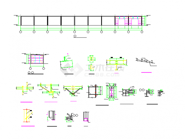 【江苏】单层钢框架结构废弃间与装车棚结构施工图-图二