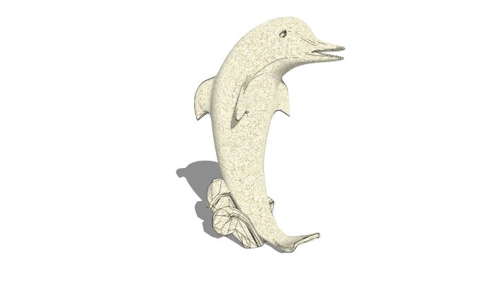 可爱石质直立海豚现代鱼雕塑小品su模型_图1