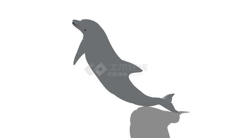 白色跃起海豚现代鱼雕塑小品su模型-图一