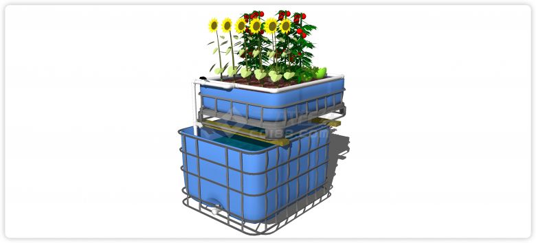 向日葵有机蔬菜种植器皿su模型-图一