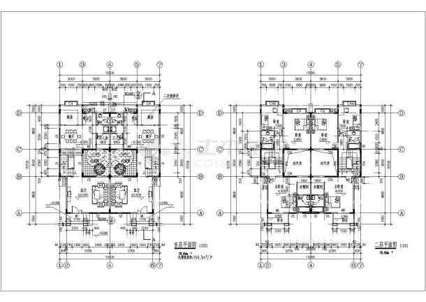 【江苏】某三层豪华双拼别墅建筑设计图-图二