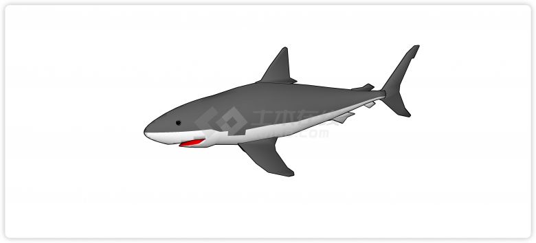 鲨鱼现代鱼雕塑小品su模型-图一