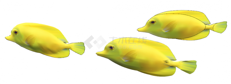 金黄色的箭鱼雕塑海洋生物小品su模型-图二