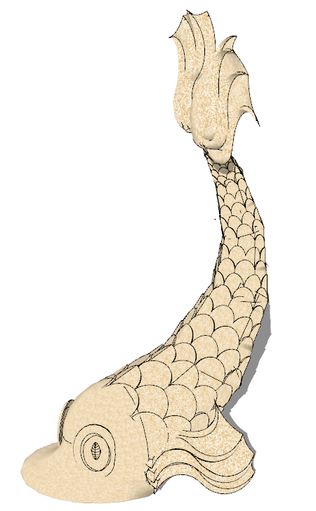 金色的大鲤鱼雕塑的海洋生物su模型-图一