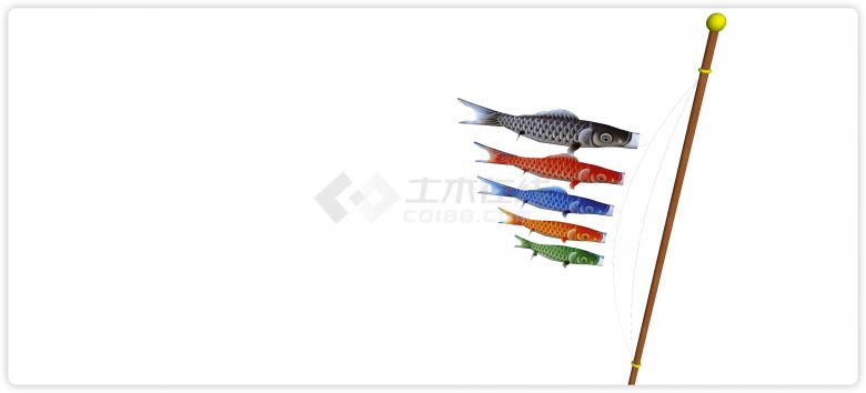 鲤鱼旗现代鱼雕塑小品su模型-图二