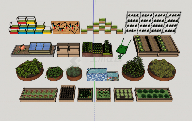 简约一米菜园种植池su模型-图一