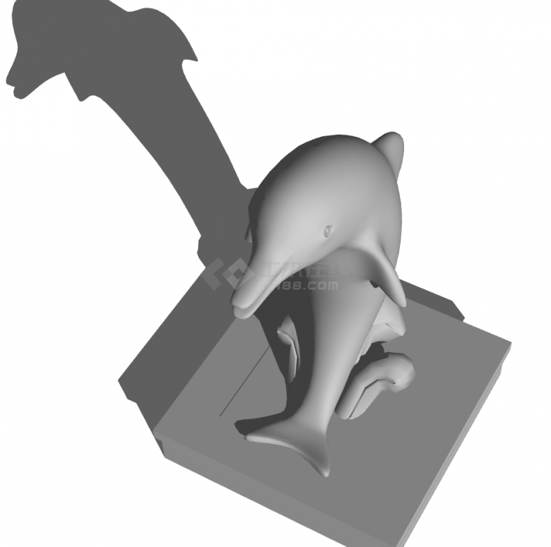 白色海豚现代鱼雕塑小品海洋生物SU模型-图二