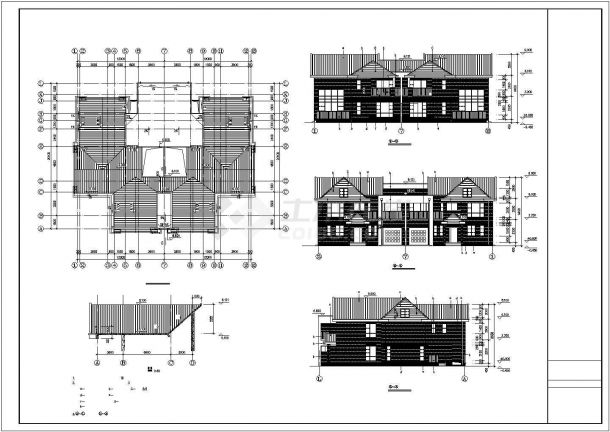 【浙江】某二层双拼别墅建筑设计施工图纸-图一