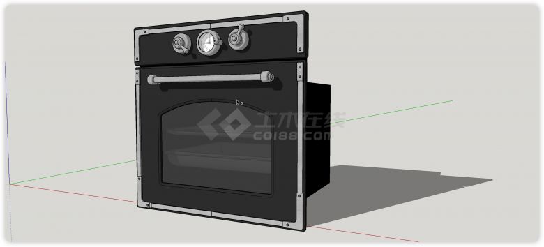 黑色嵌入式烤箱厨房电器su模型-图一