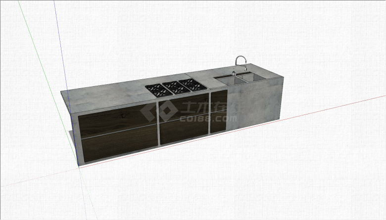 现代岩板厨房家具组合su模型-图二