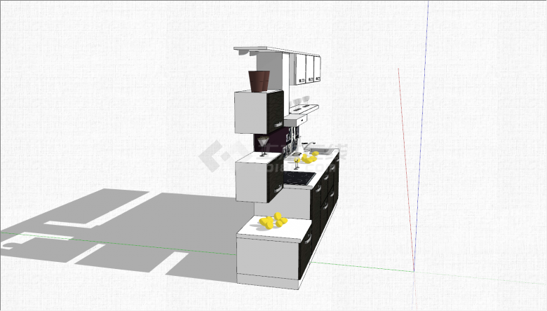 现代高层厨房家具组合su模型-图二