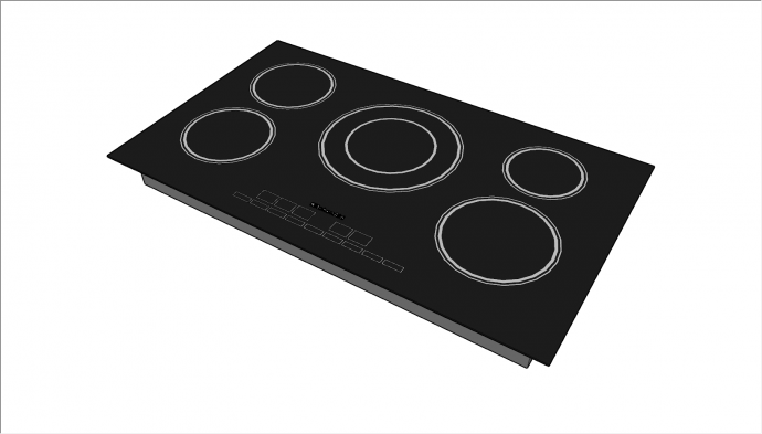 厨房现代黑色电磁炉电器su模型_图1