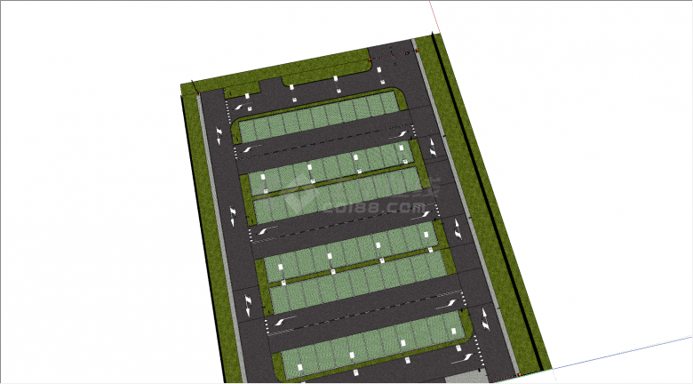 现代室外规划性停车场su模型-图二