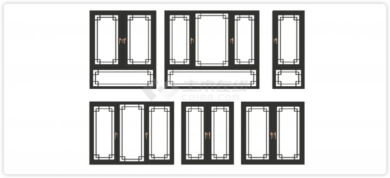 矩形相交窗花重视窗户组合su模型-图二