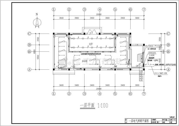 【常州】某二层办公楼照明设计图纸-图一