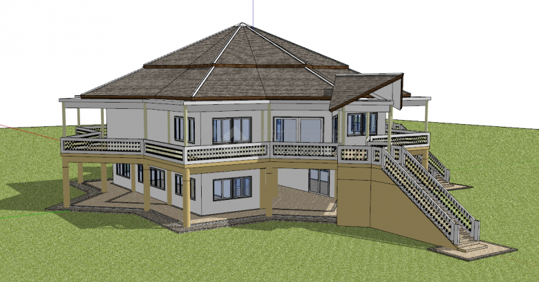 现代民族风圆顶民宿su模型-图一