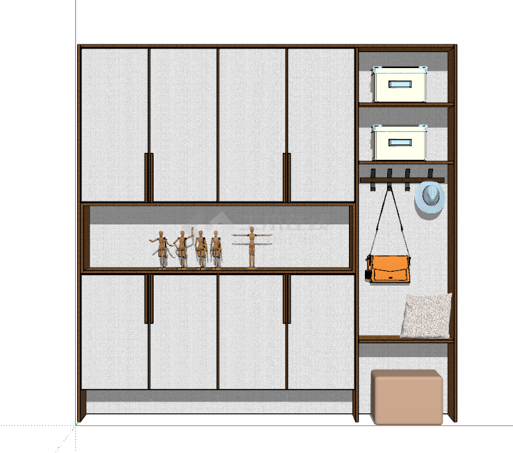 中式夹层多作用鞋柜su模型-图一