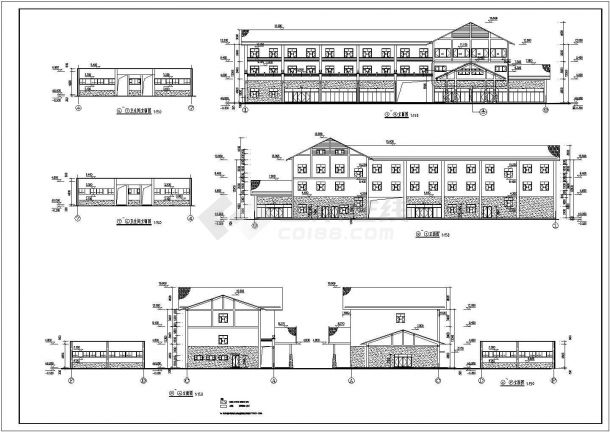 某3层钢筋混凝土框架结构大沙湖综合楼建筑施工图-图一