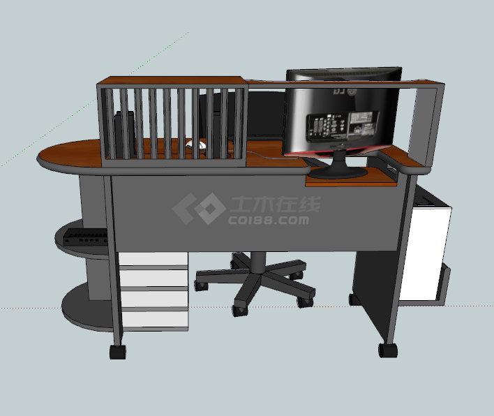 办公电脑桌椅SU模型设计-图一
