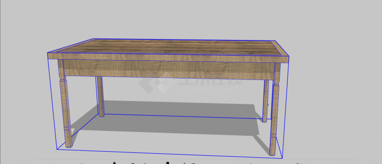 木质长方形办公室桌子su模型-图一