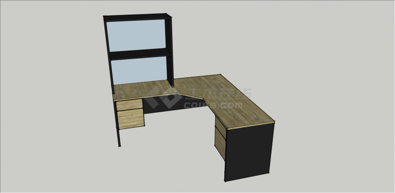 现代室内木制办公桌su模型-图二