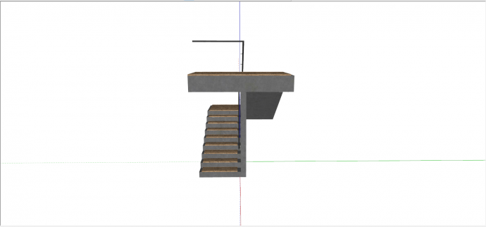 开放式双跑折角楼梯su模型_图1
