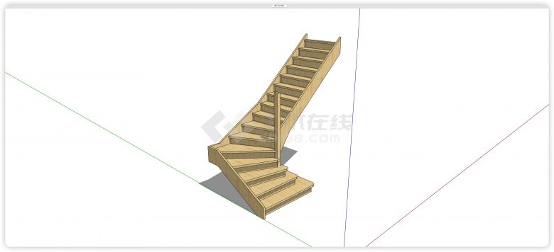 直角实木楼梯室内楼梯su模型-图一