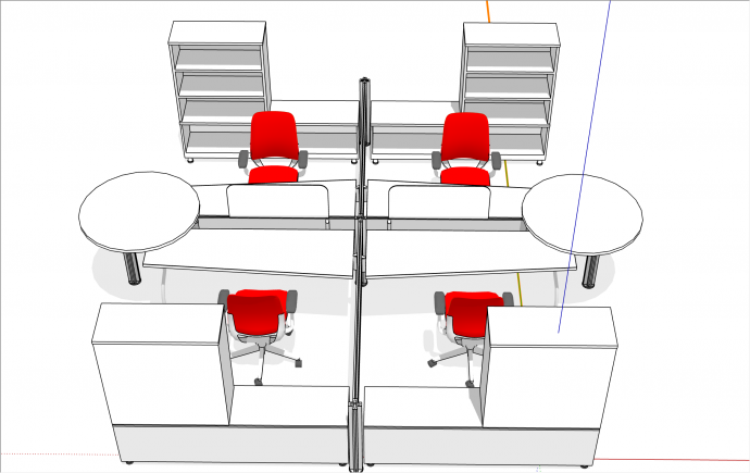 小型现代风格办公桌椅su模型_图1