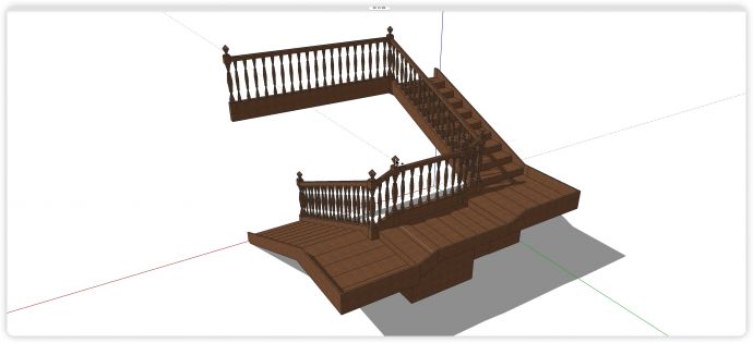 棱形装饰栏杆分段楼梯su模型_图1