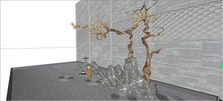 仿真植物山坡室内造景su模型-图二