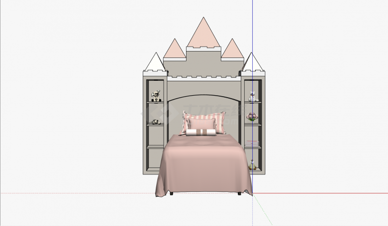 特色城堡造型现代风格儿童床su模型-图一