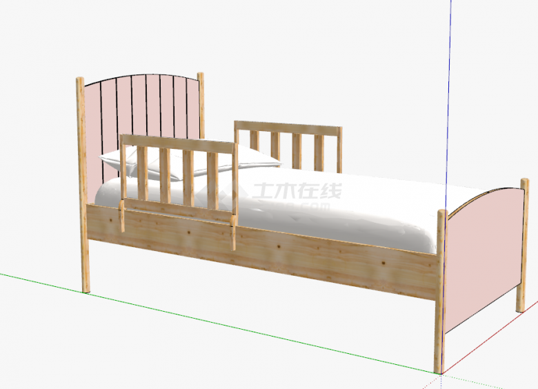 现代粉色大型儿童床su模型-图二