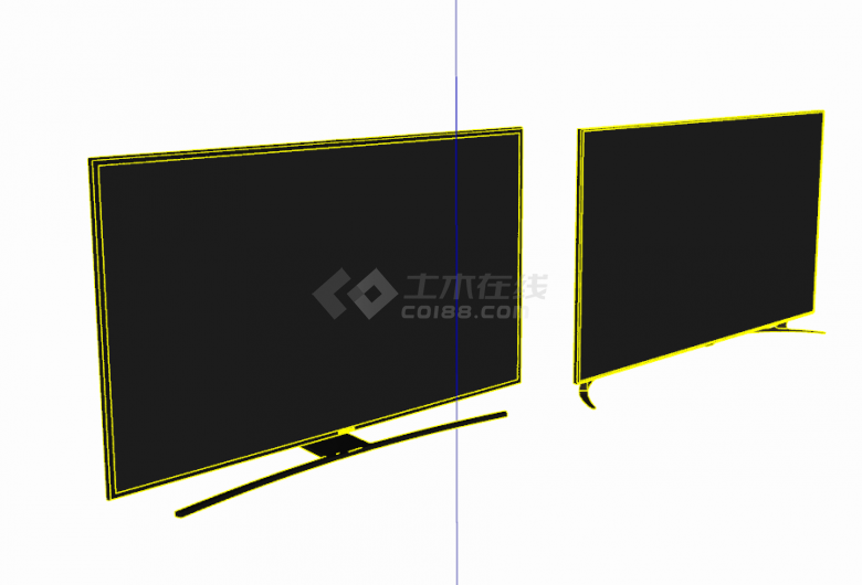 两台现代时尚大电视机su模型-图二