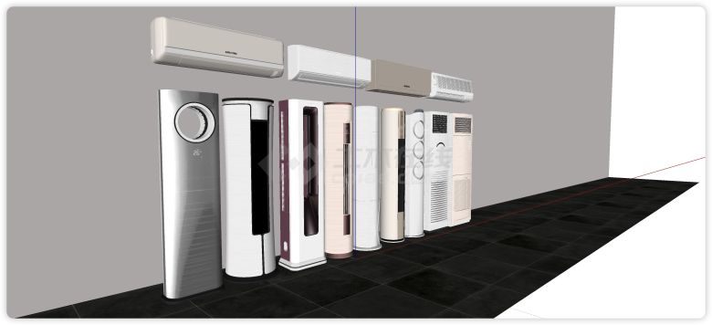 柜式空调挂壁式空调家具su模型-图二