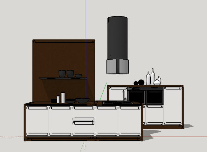 现代厨房构造su模型_图1
