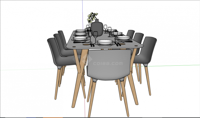 一套高档又精美的餐桌与摆件su模型-图二